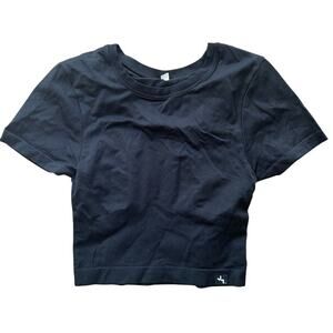 JoyLab Short Sleeve Cropped Active Top Black XS